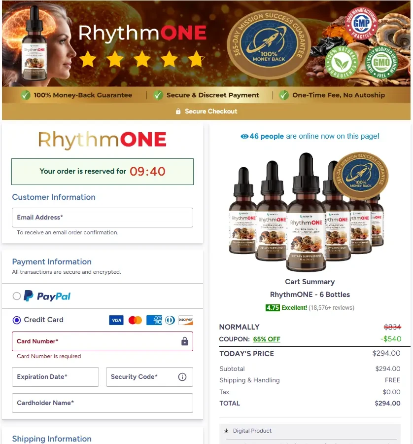 RhythmONE secure checkout after Buy Now